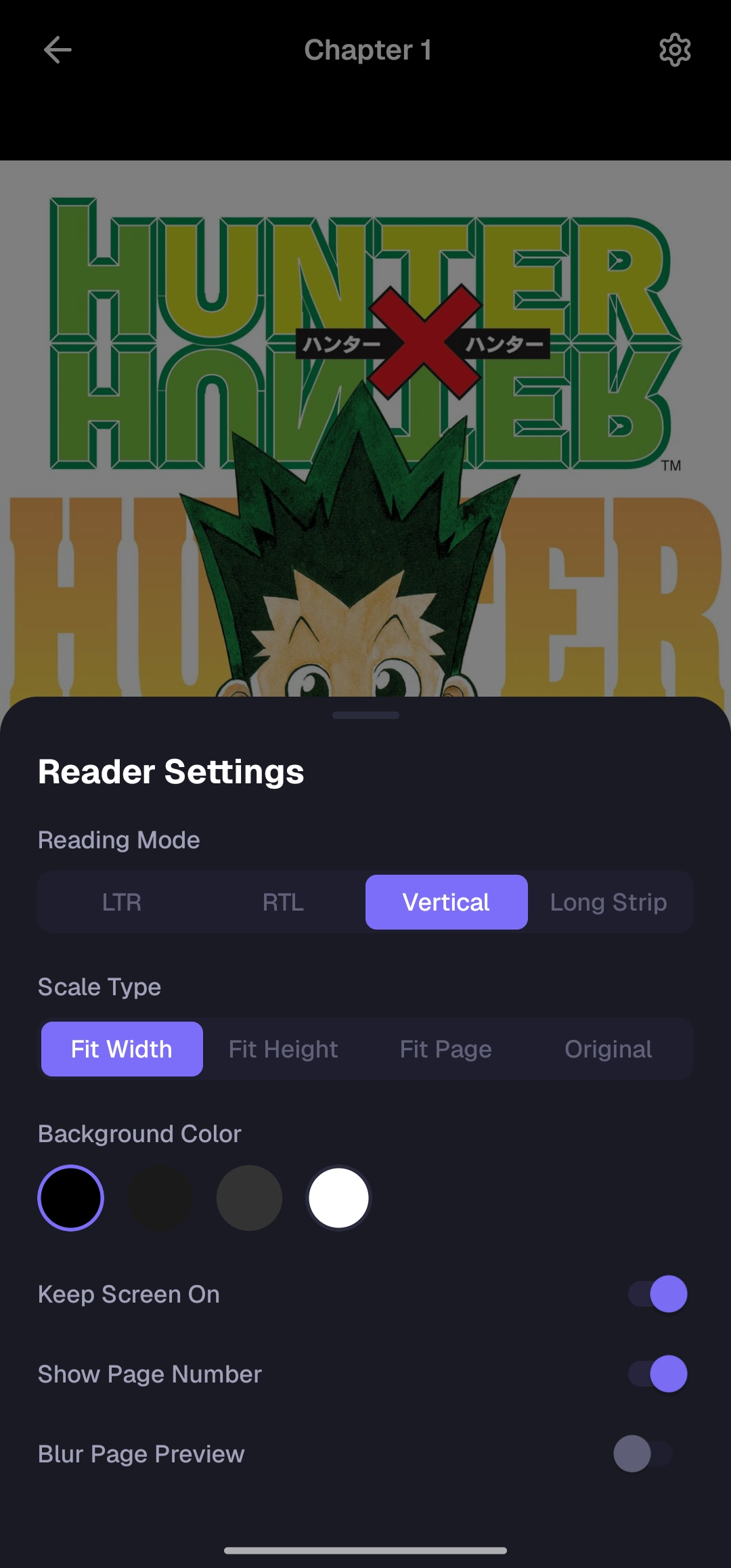 Reader screen